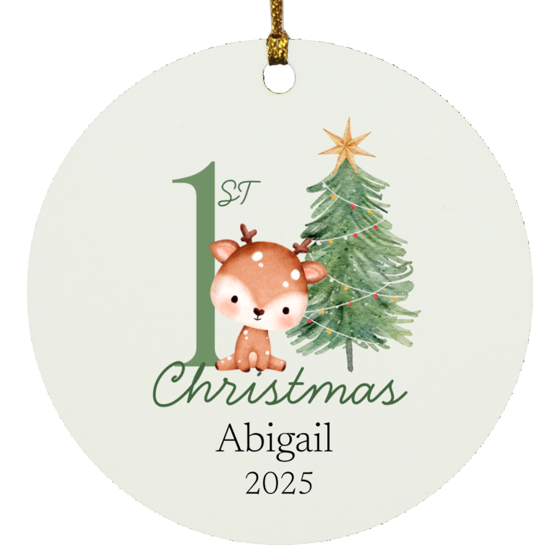 Personalized First Christmas Ornament - Baby Deer