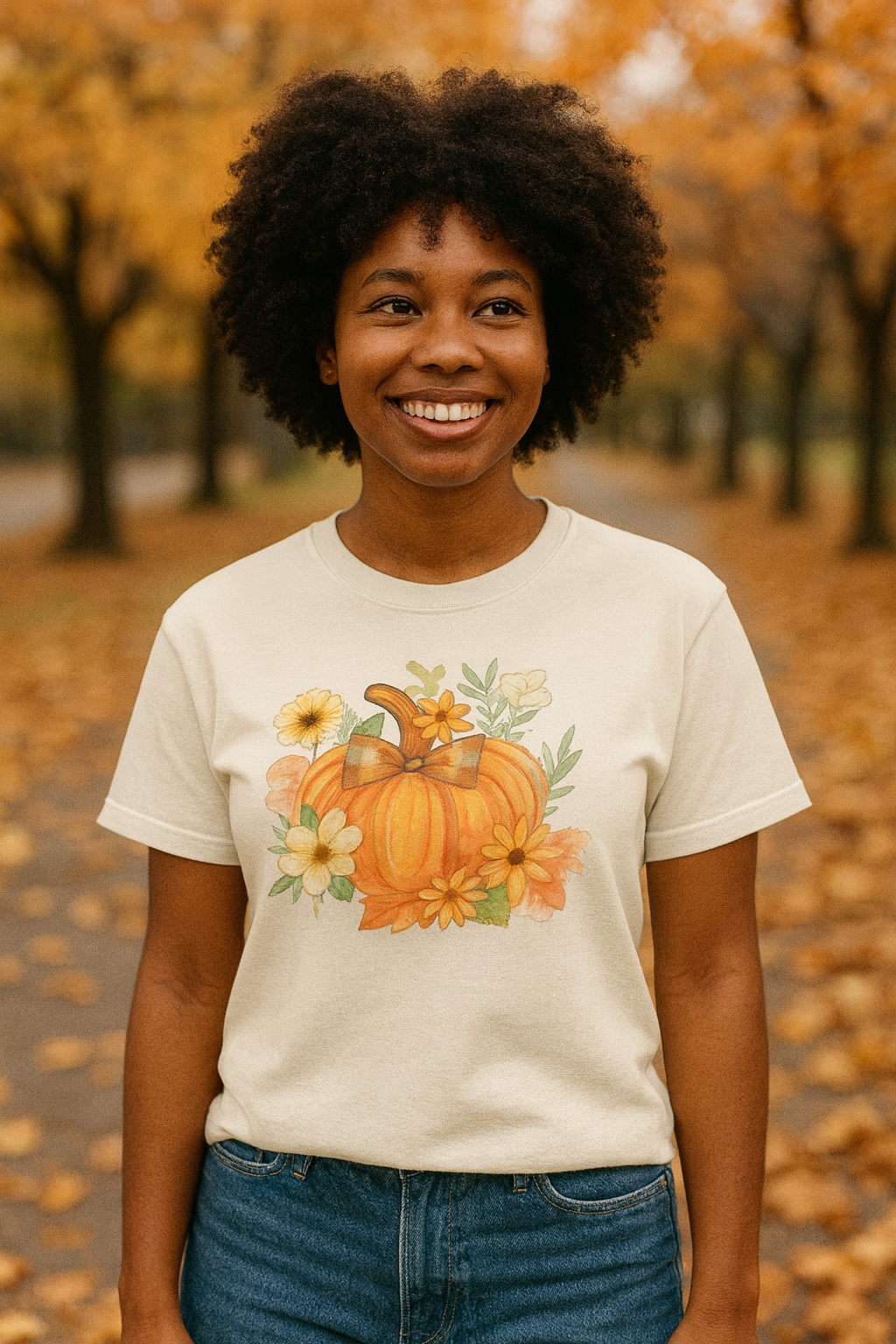 Pumpkin Floral Comfort Colors T-Shirt – Fall Graphic Tee