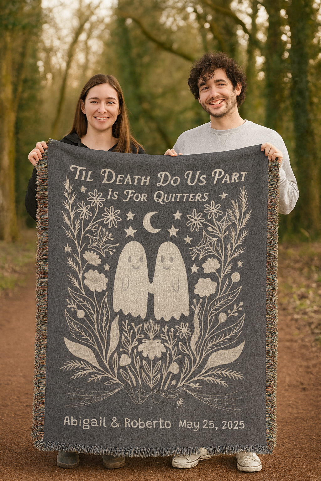 "'Till death do us part is for Quitters" woven blanket