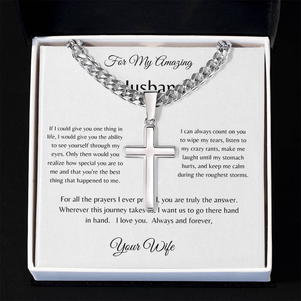 For my Husband Necklace with Cross