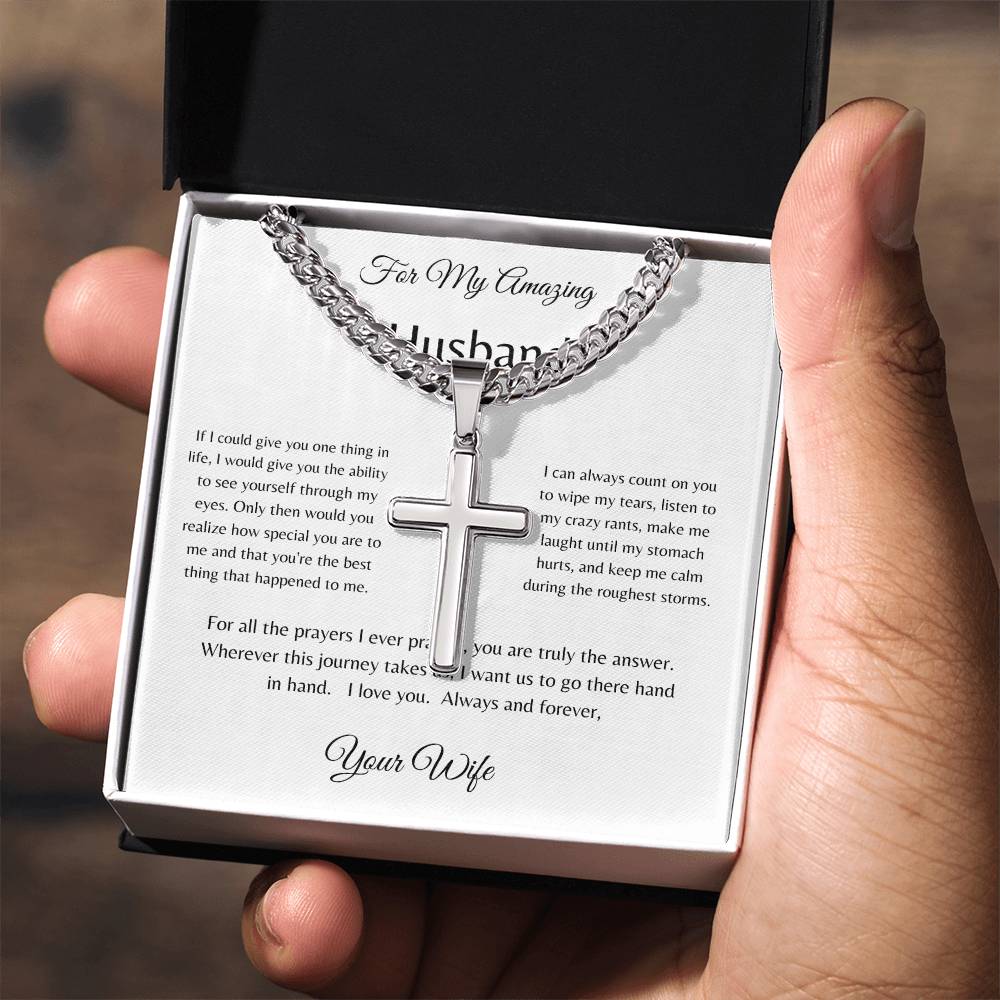 For my Husband Necklace with Cross