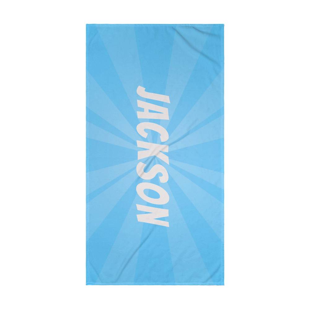 Personalized Sunburst Beach Towel - blue