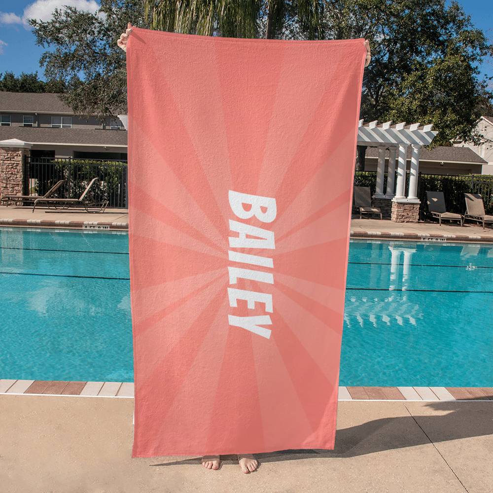 Personalized Sunburst Beach Towel - Red