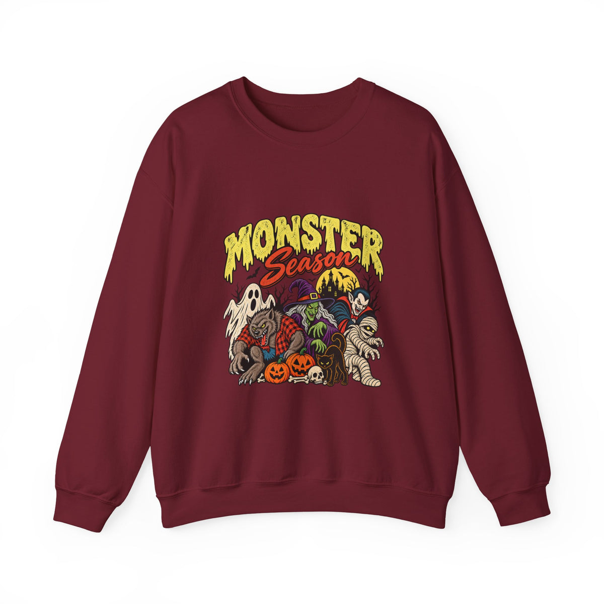 Monster Season Vintage Halloween Sweatshirt – Retro Monsters Unisex Crewneck