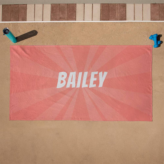 Personalized Sunburst Beach Towel - Red
