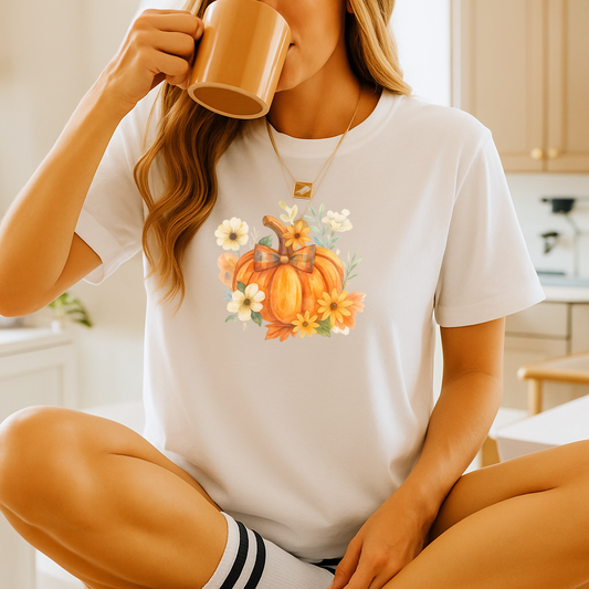 Pumpkin Floral Comfort Colors T-Shirt – Fall Graphic Tee