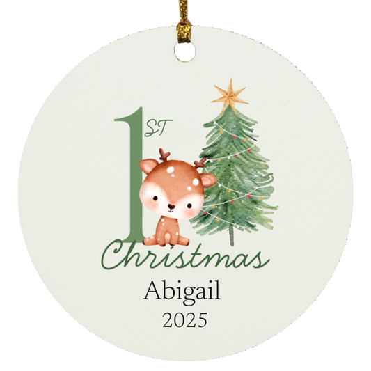 Personalized First Christmas Ornament - Baby Deer