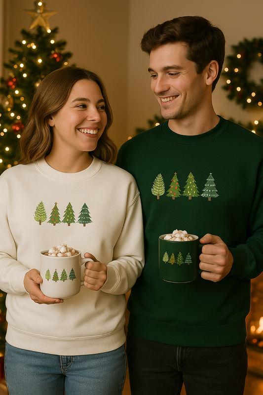 Christmas Tree Sweatshirt – Cozy Holiday Crewneck Sweater, Unisex Winter Sweatshirt