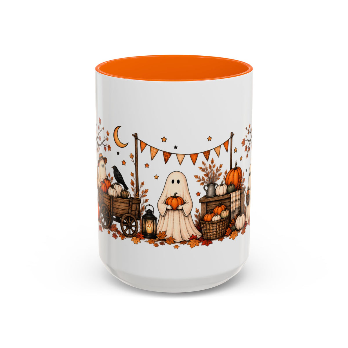 Vintage Ghost Pumpkin Patch Halloween Mug