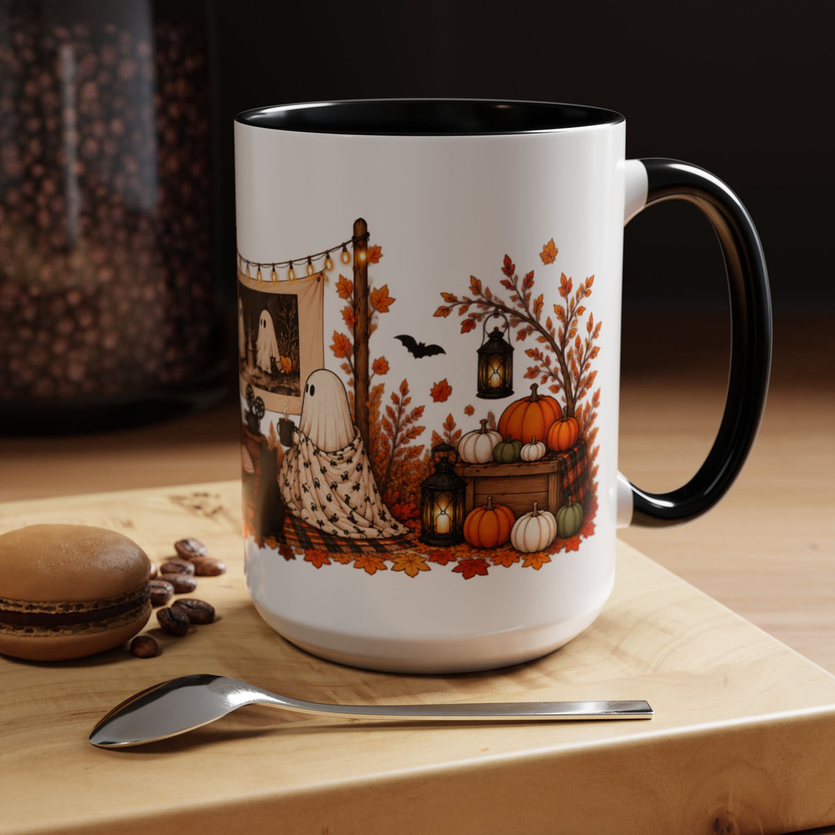Cozy Ghost Movie Night Halloween Mug