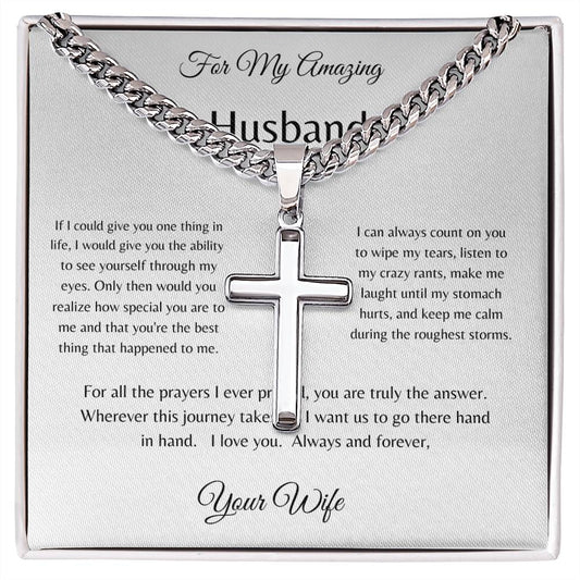 For my Husband Necklace with Cross