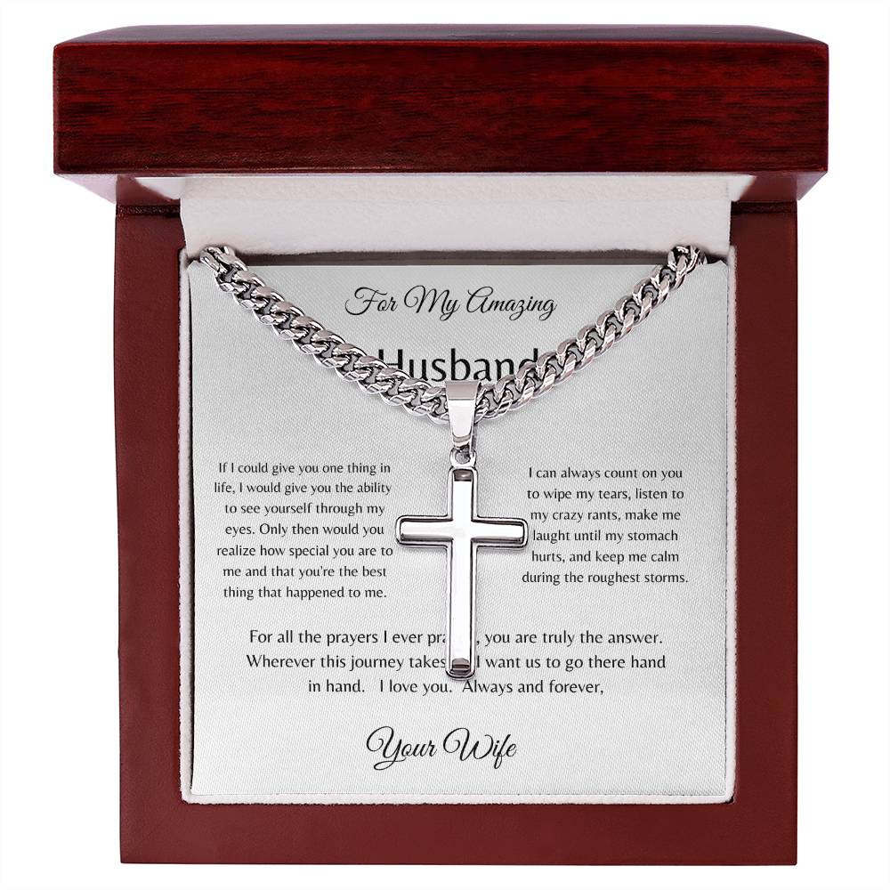 For my Husband Necklace with Cross