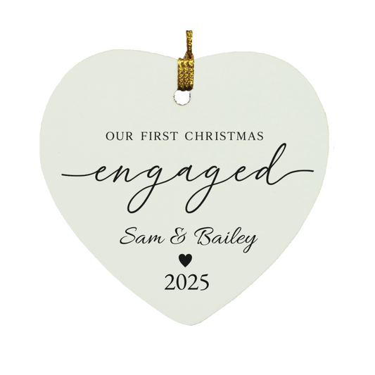 Personalized Engaged Ornament 2025 – First Christmas Together Gift for Couples
