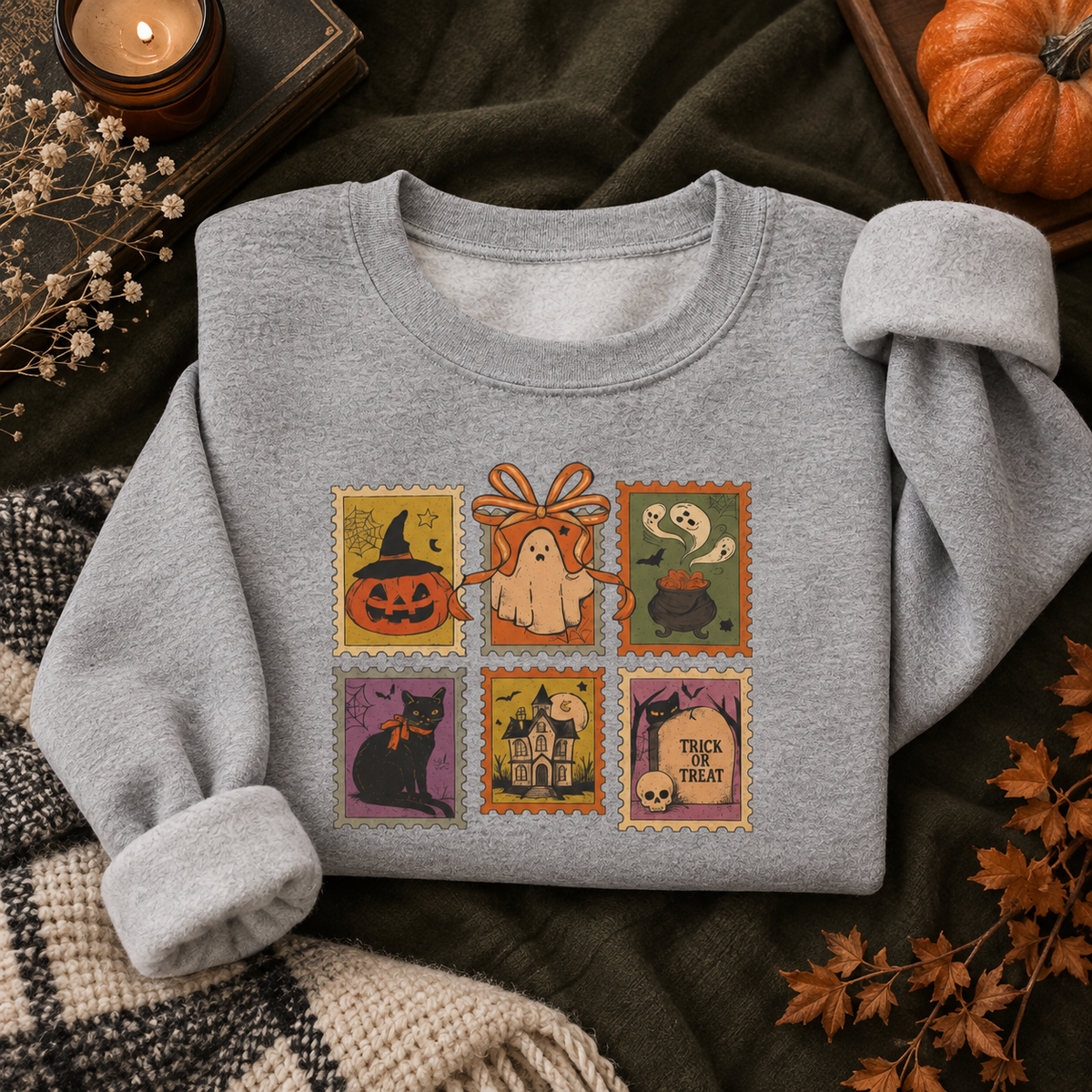 Vintage Halloween Postage Stamp Sweatshirt