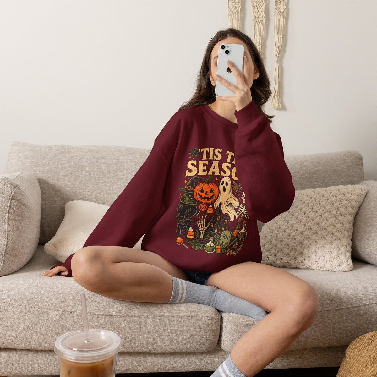 It’s the Most Wonderful Time of the Year Halloween Sweatshirt – Vintage Pumpkin & Black Cat Crewneck