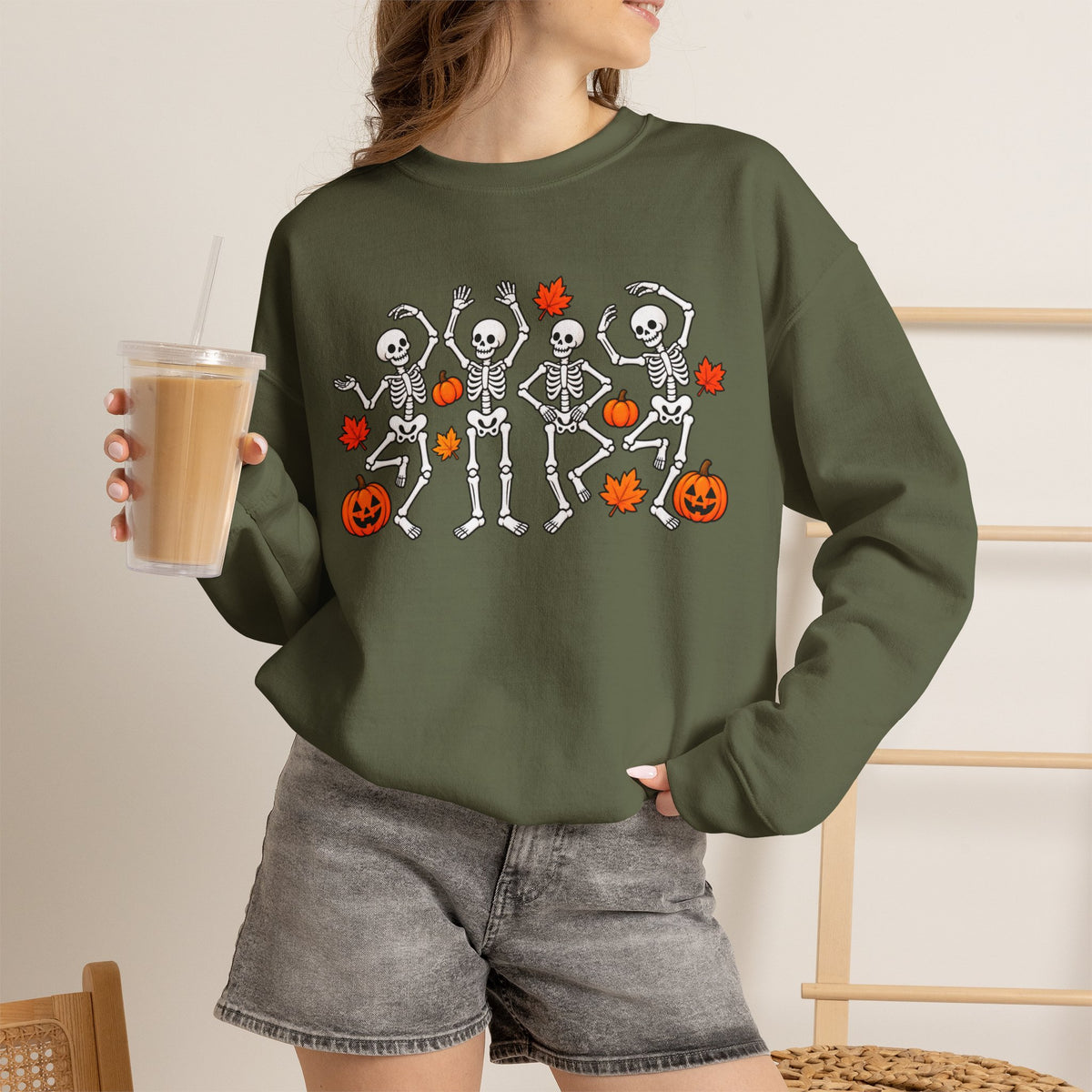 Dancing Skeletons Halloween Crewneck Sweatshirt