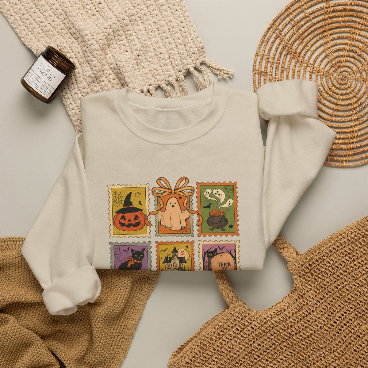 Vintage Halloween Postage Stamp Sweatshirt