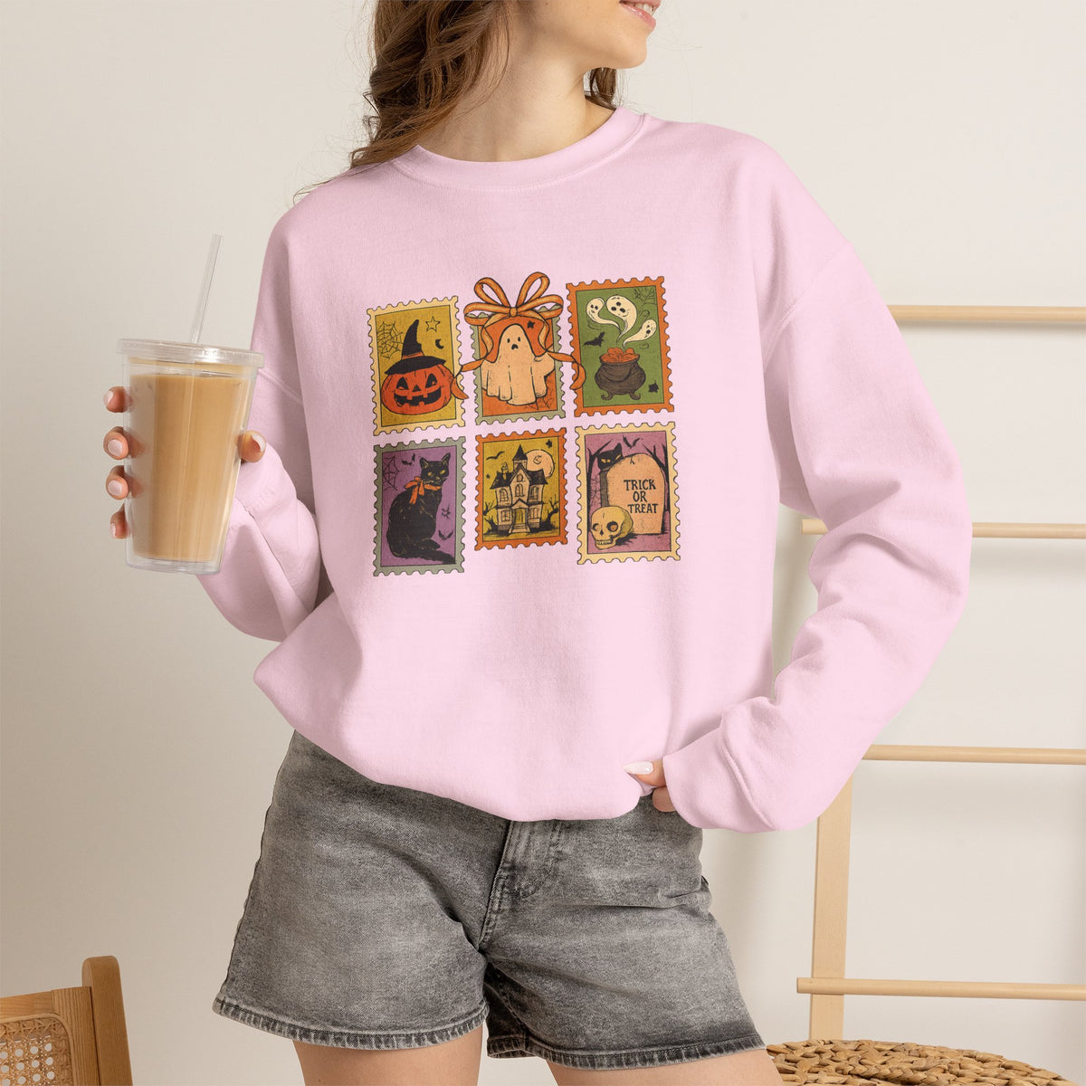 Vintage Halloween Postage Stamp Sweatshirt