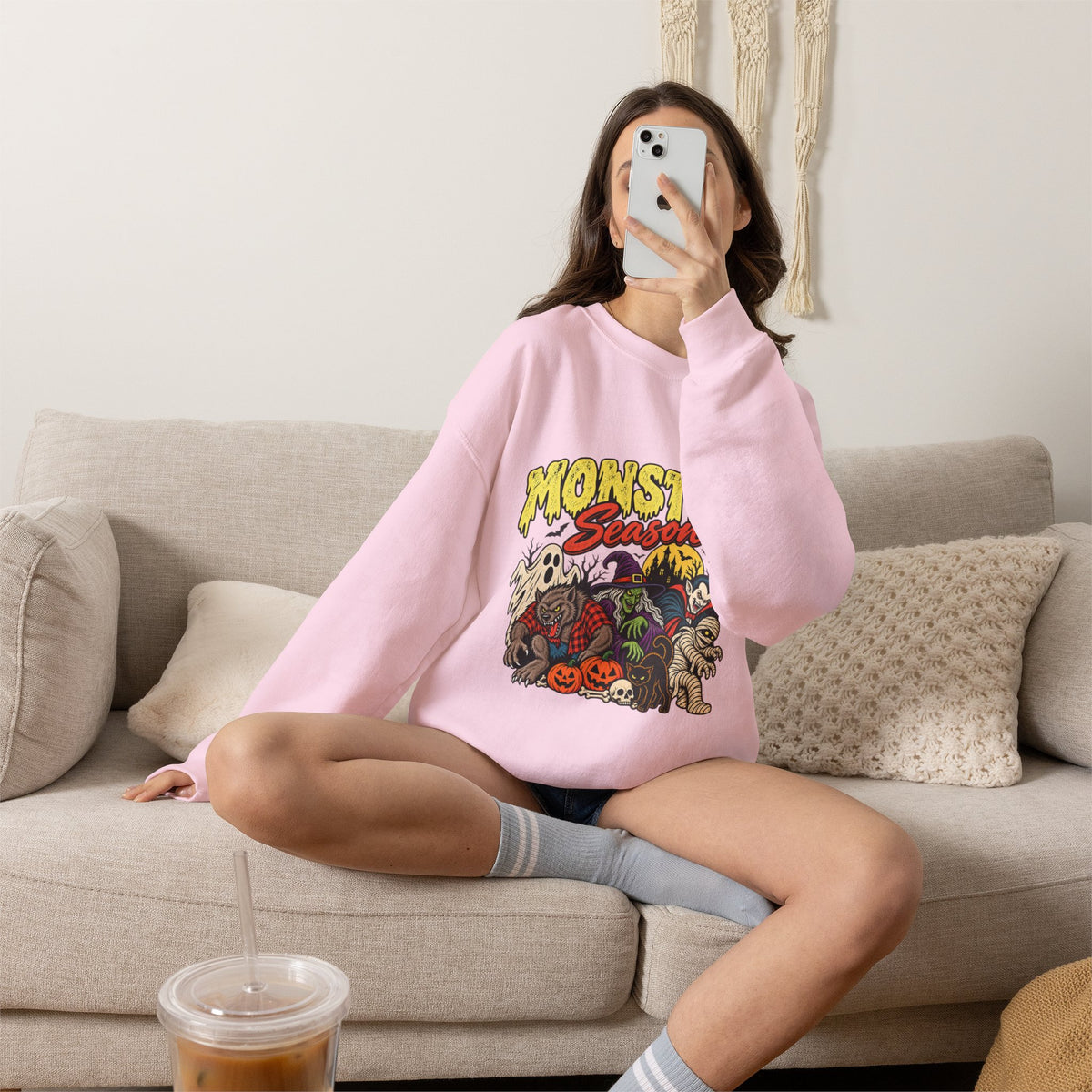 Monster Season Vintage Halloween Sweatshirt – Retro Monsters Unisex Crewneck